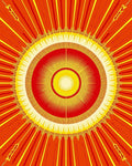 Radiant Sunburst Concentric Circles Pattern Rug