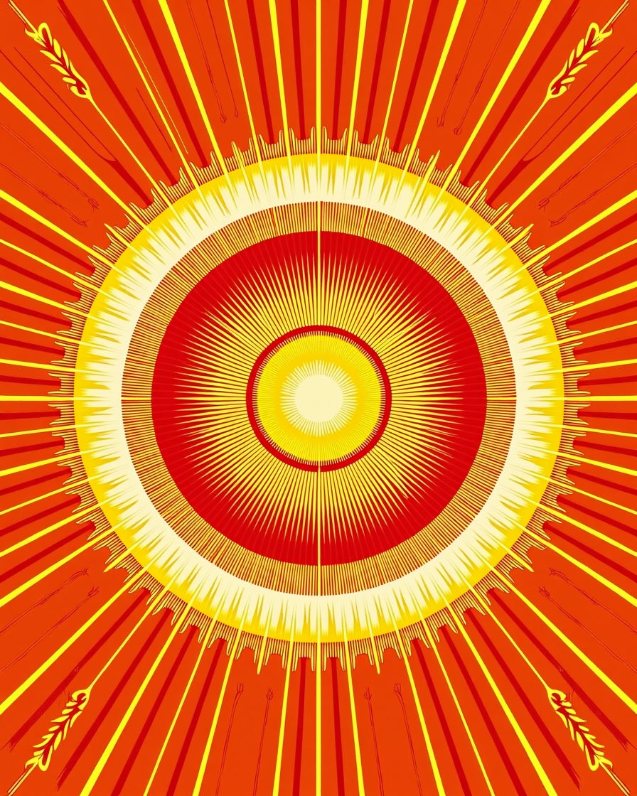 Radiant Sunburst Concentric Circles Pattern Rug