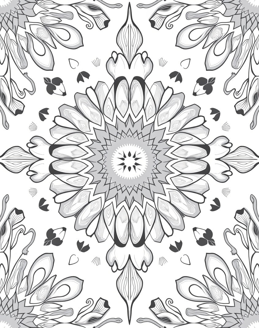 Monochromatic Symmetry Floral Design Rug
