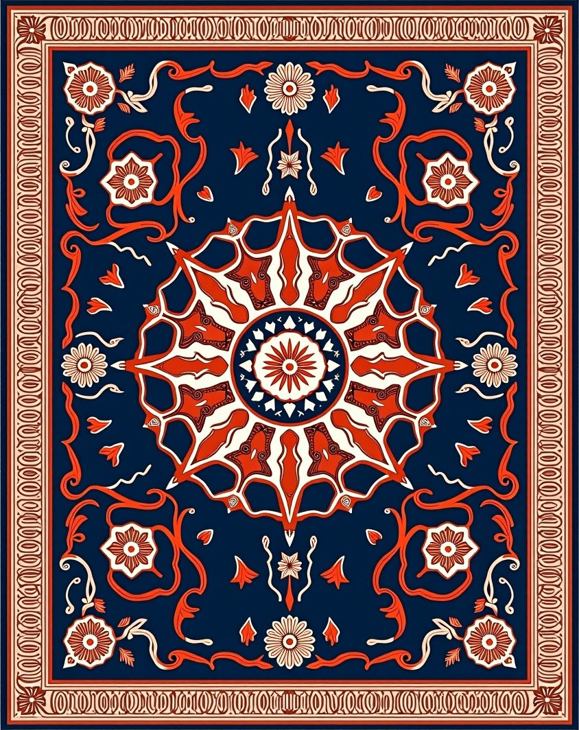 Navajo Inspired Floral Mandala Rug