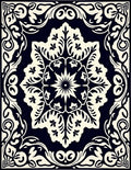 Classic Black White Floral Medallion Design Rug