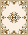 Elegant Floral Border And Centerpiece Rug