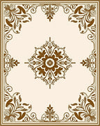 Elegant Floral Border And Centerpiece Rug