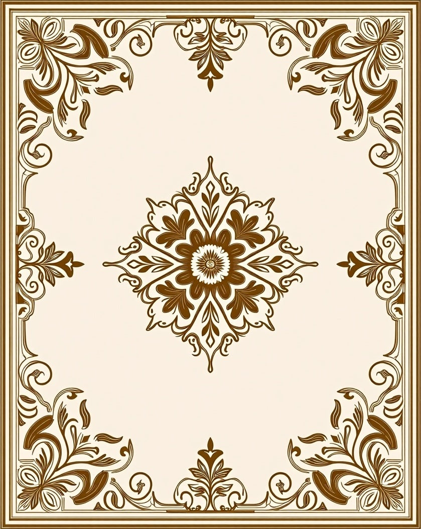 Elegant Floral Border And Centerpiece Rug