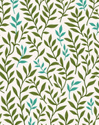 Green Leafy Branches Pattern Rug