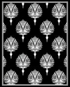 Art Deco White Fan Pattern Rug