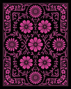 Pink Floral Bordered Symmetry Rug