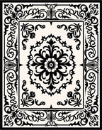 Elegant Black Floral Scrollwork Rug