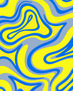 Bold Blue Yellow Wavy Swirl Rug