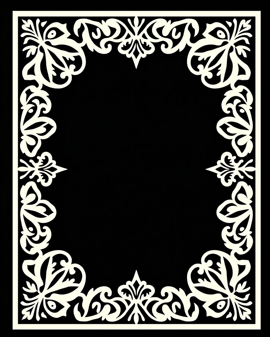Ornate Floral Border Pattern Rug