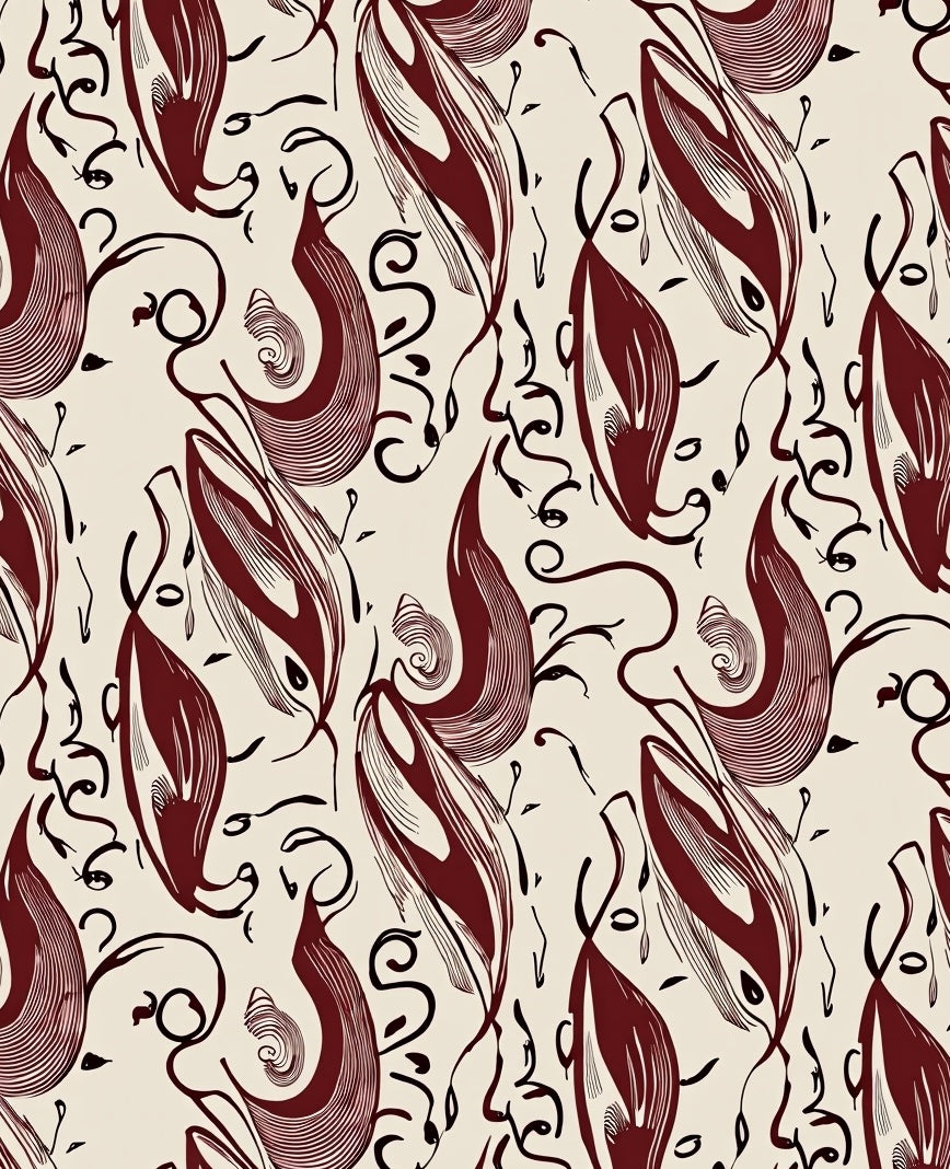 Elegant Swirling Leaf Pattern Design Rug