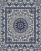 Intricate Floral Medallion Monochrome Design Rug