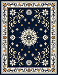 Ornate Floral Medallion Scroll Rug