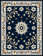 Ornate Floral Medallion Scroll Rug