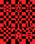 Bold Red Black Abstract Geometric Design Rug