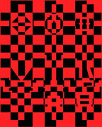 Bold Red Black Abstract Geometric Design Rug