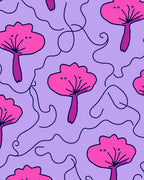 Pink Bloom With Wavy Lines Rug