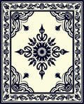 Classic Dark Blue Floral Medallion Rug