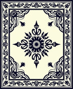 Classic Dark Blue Floral Medallion Rug