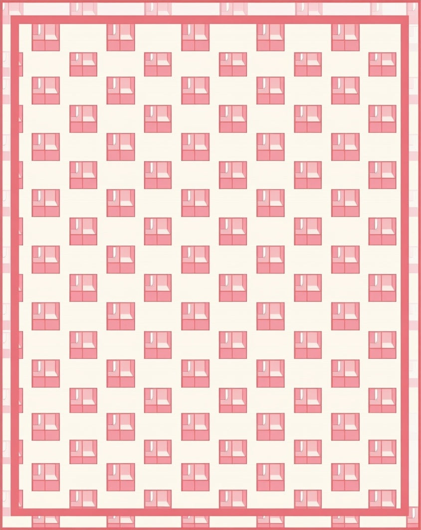 Delicate Pink Window Pattern Design Rug