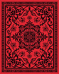 Intricate Red Black Floral Mandala Design Rug