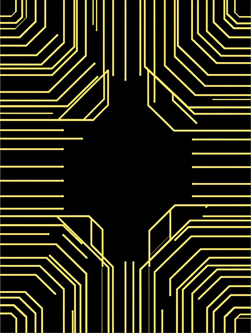 Abstract Yellow Circuit Pattern Rug