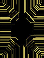 Abstract Yellow Circuit Pattern Rug
