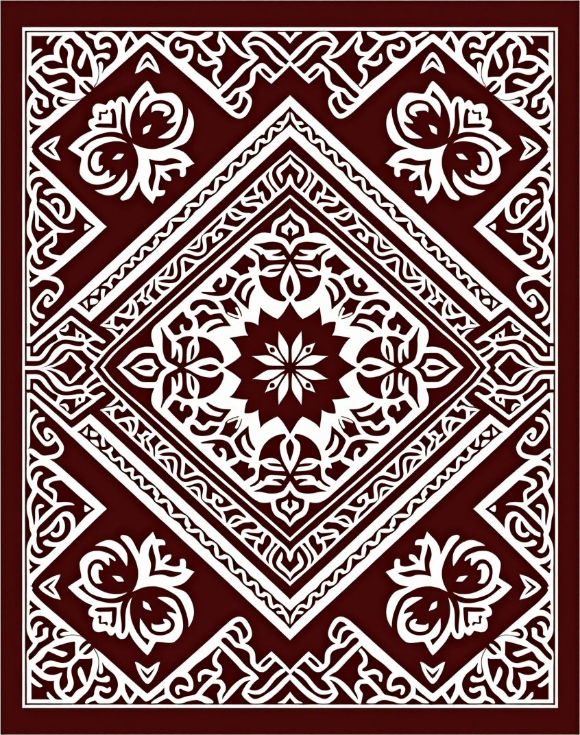 Elegant Floral Mandala Geometric Pattern Rug
