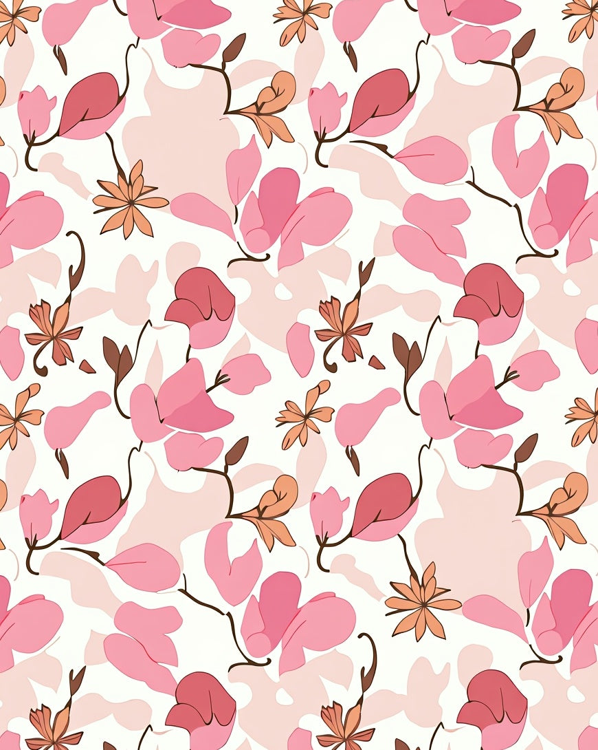 Pink Floral Branches Pattern Rug