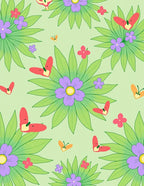 Whimsical Coral Butterflies Greenery Garden Rug