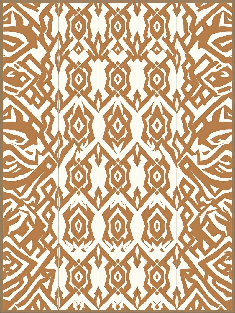Geometric Amber And Cream Pattern Rug