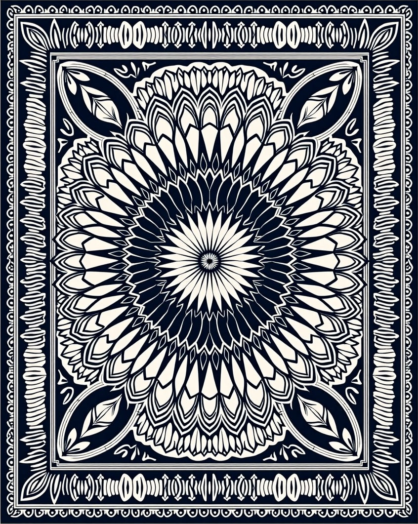 Intricate Mandala Floral Motif Rug
