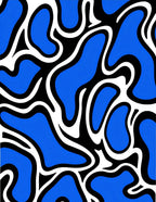 Bold Blue White Organic Abstract Rug