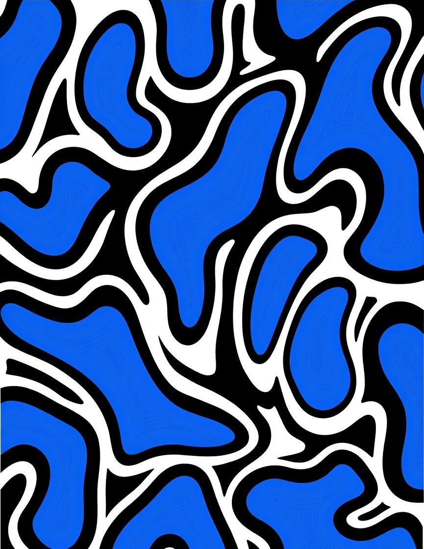 Bold Blue White Organic Abstract Rug