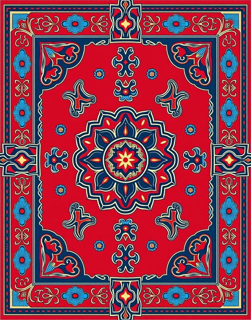 Bright Floral Medallion Traditional Rug