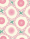 Abstract Pink Circles Green Accents Rug