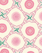 Abstract Pink Circles Green Accents Rug