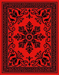 Bold Black Floral Medallion Red Rug