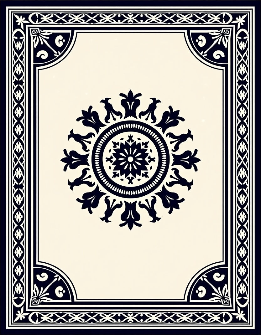 Exquisite Floral Medallion Border Pattern Rug