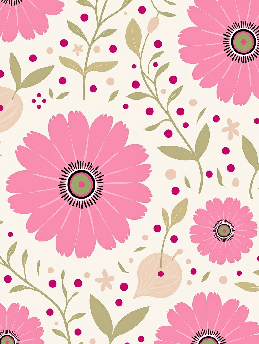 Pink Daisy Floral Pattern Rug