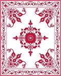 Vibrant Red Floral Scrollwork Mandala Rug