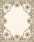 Vintage Floral Swirl Border Design Rug