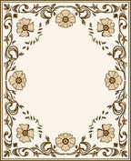 Vintage Floral Swirl Border Design Rug
