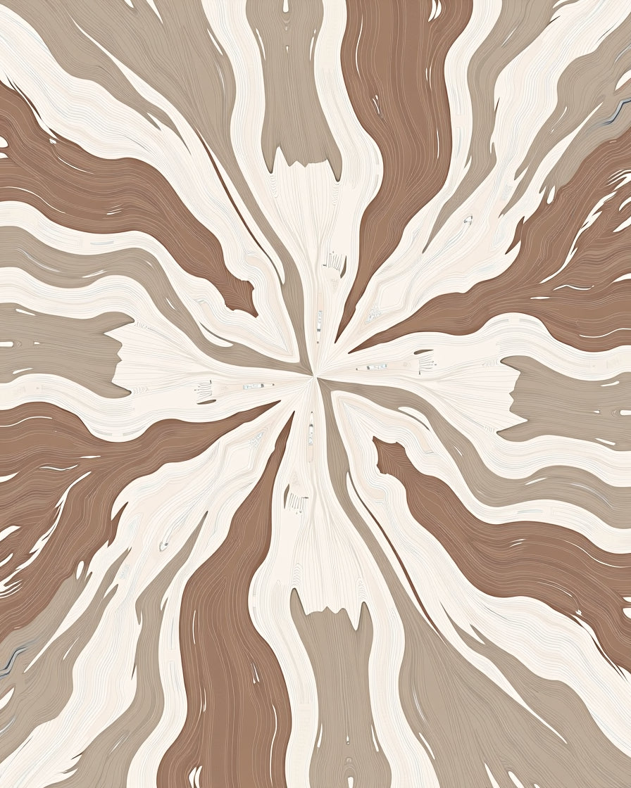 Neutral Tonal Wavy Organic Pattern Rug