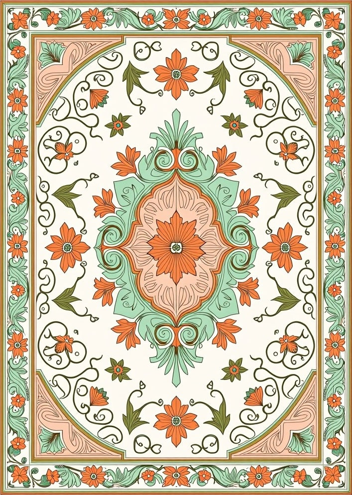 Ornate Floral Scrollwork Rug