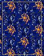 Abstract Blue Starburst Pattern Rug