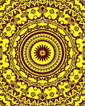 Intricate Yellow Maroon Mandala Design Rug