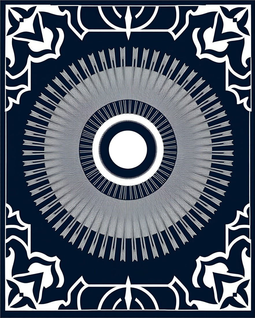 Radial Sunburst Geometric Design Rug