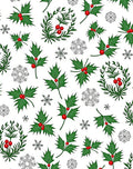 Holly Berry Snowflake Winter Garland Rug