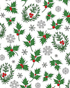 Holly Berry Snowflake Winter Garland Rug